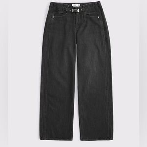 Abercrombie Curve Love Low Rise Ultra Loose Jean - Size 28 - Black W Mini Belt